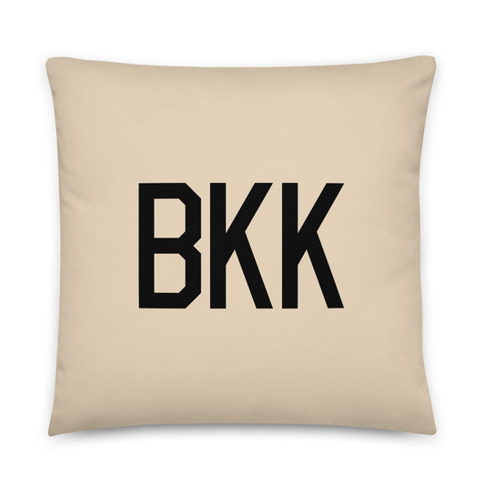 BKK Bangkok Throw Pillow • Air Force Lettering & Red Buffalo Plaid • YHM Designs - Image 01