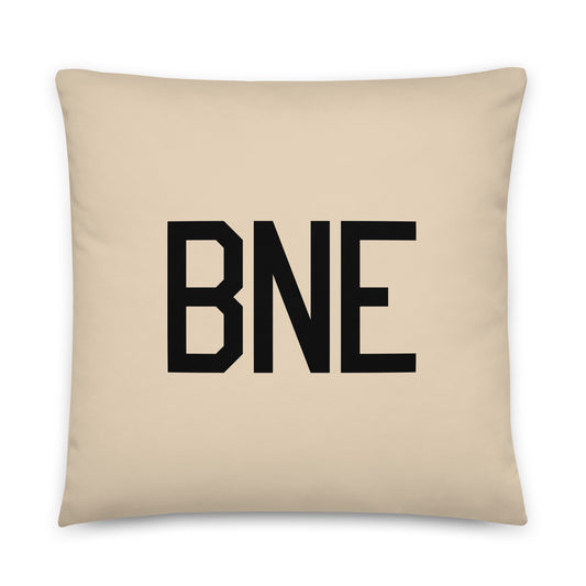 BNE Brisbane Throw Pillow • Air Force Lettering & Red Buffalo Plaid • YHM Designs - Image 01