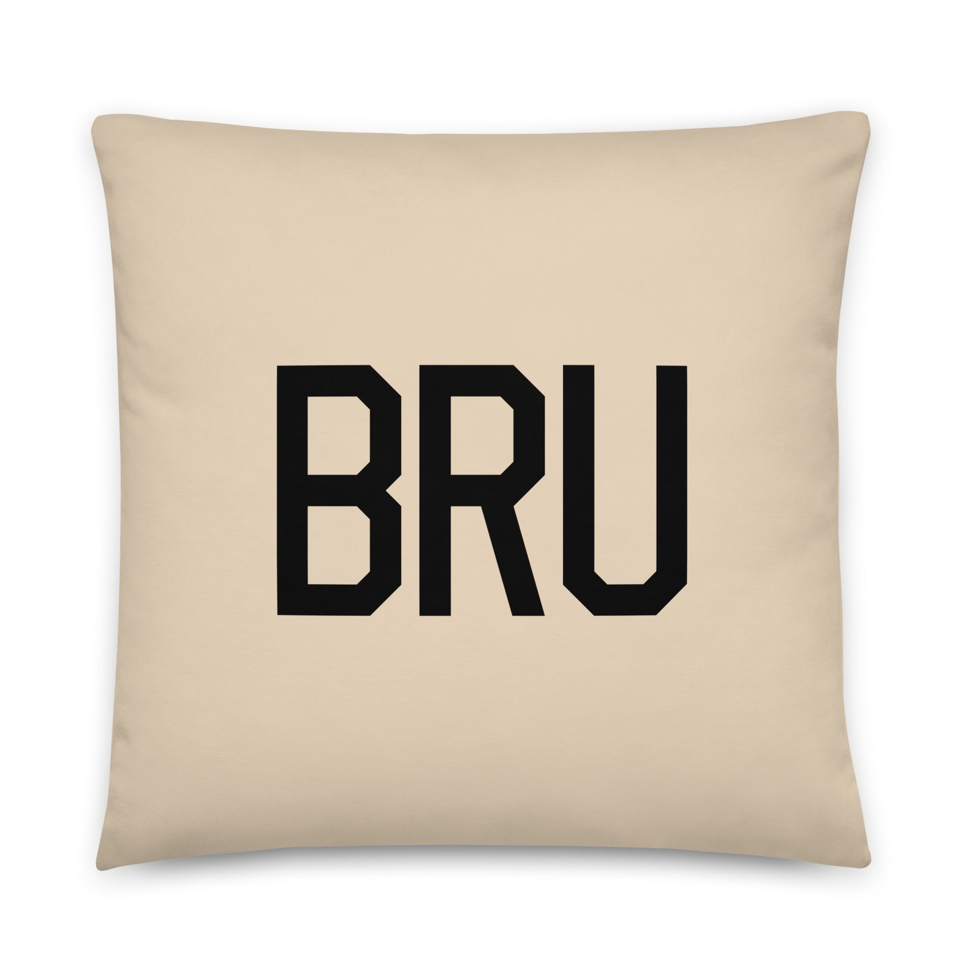 BRU Brussels Throw Pillow • Air Force Lettering & Red Buffalo Plaid • YHM Designs - Image 01