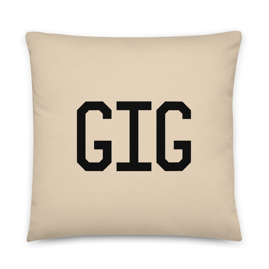 GIG Rio de Janeiro Throw Pillow • Air Force Lettering & Red Buffalo Plaid • YHM Designs - Image 01