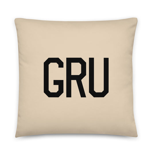 GRU Sao Paulo Throw Pillow • Air Force Lettering & Red Buffalo Plaid • YHM Designs - Image 01