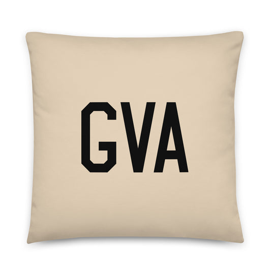 GVA Geneva Throw Pillow • Air Force Lettering & Red Buffalo Plaid • YHM Designs - Image 01