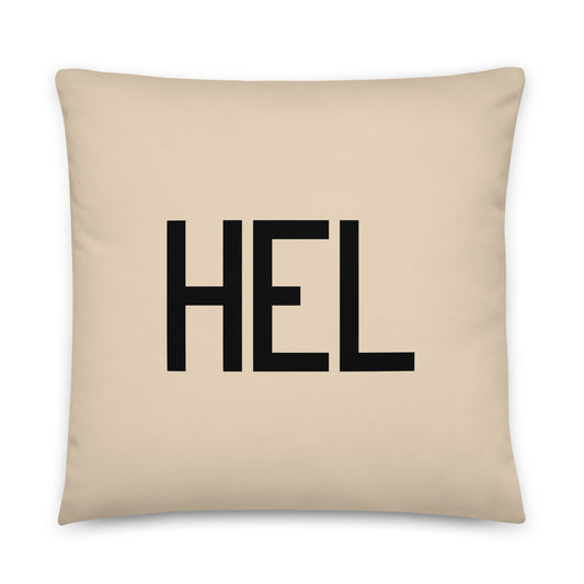 HEL Helsinki Throw Pillow • Air Force Lettering & Red Buffalo Plaid • YHM Designs - Image 01