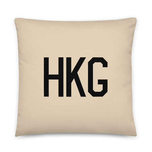 HKG Hong Kong Throw Pillow • Air Force Lettering & Red Buffalo Plaid • YHM Designs - Image 01