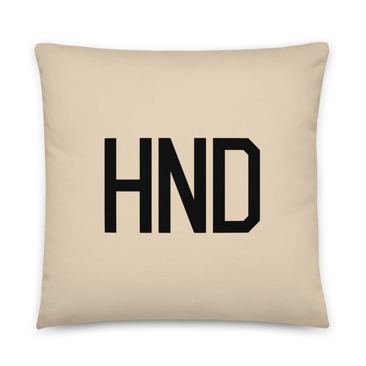 HND Tokyo Throw Pillow • Air Force Lettering & Red Buffalo Plaid • YHM Designs - Image 01