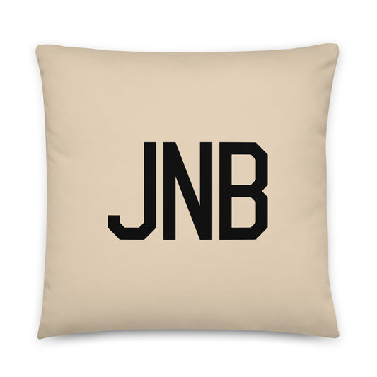 JNB Johannesburg Throw Pillow • Air Force Lettering & Red Buffalo Plaid • YHM Designs - Image 01