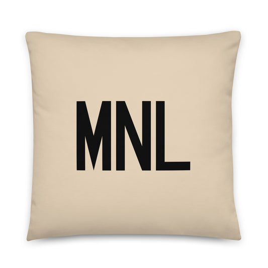 MNL Manila Throw Pillow • Air Force Lettering & Red Buffalo Plaid • YHM Designs - Image 01