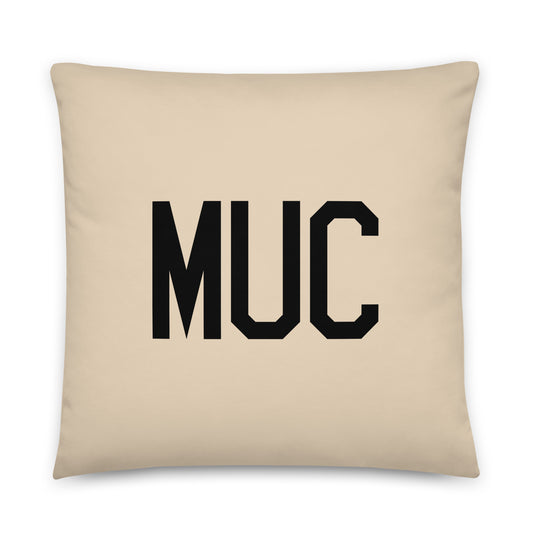 MUC Munich Throw Pillow • Air Force Lettering & Red Buffalo Plaid • YHM Designs - Image 01