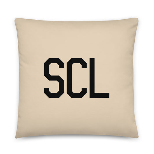 SCL Santiago Throw Pillow • Air Force Lettering & Red Buffalo Plaid • YHM Designs - Image 01