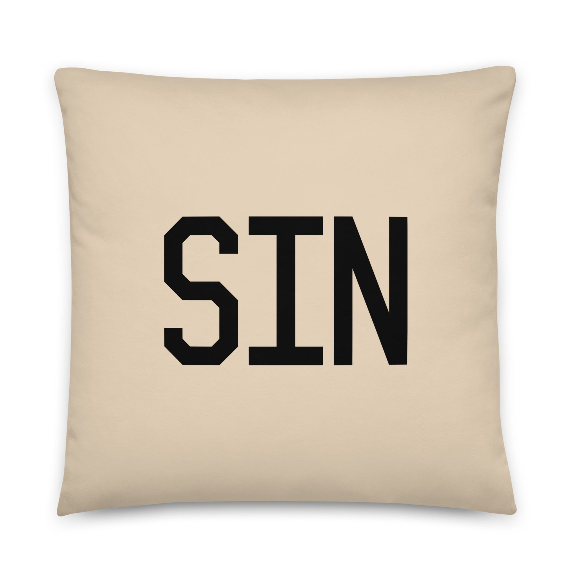 SIN Singapore Throw Pillow • Air Force Lettering & Red Buffalo Plaid • YHM Designs - Image 01