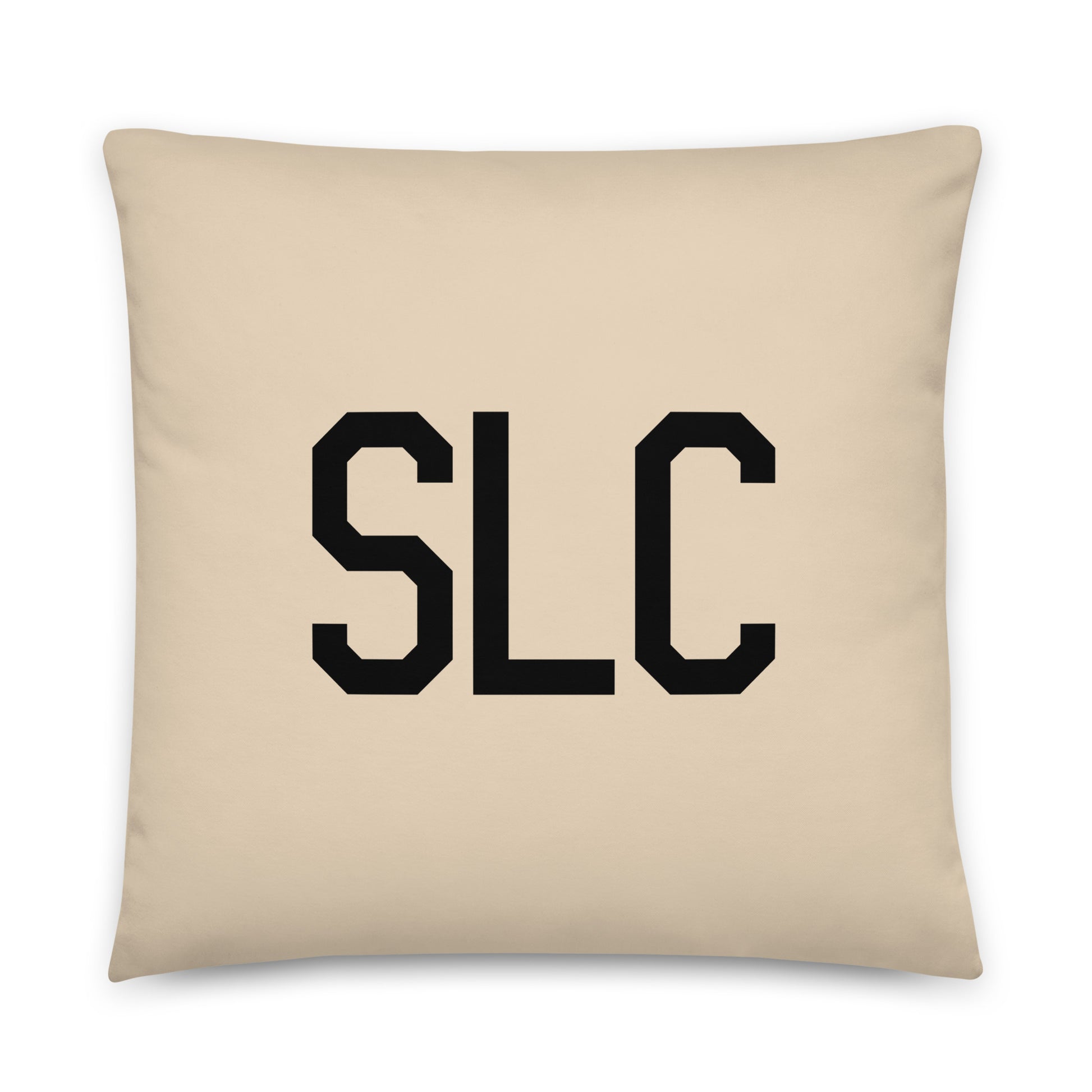 SLC Salt Lake City Throw Pillow • Air Force Lettering & Red Buffalo Plaid • YHM Designs - Image 01