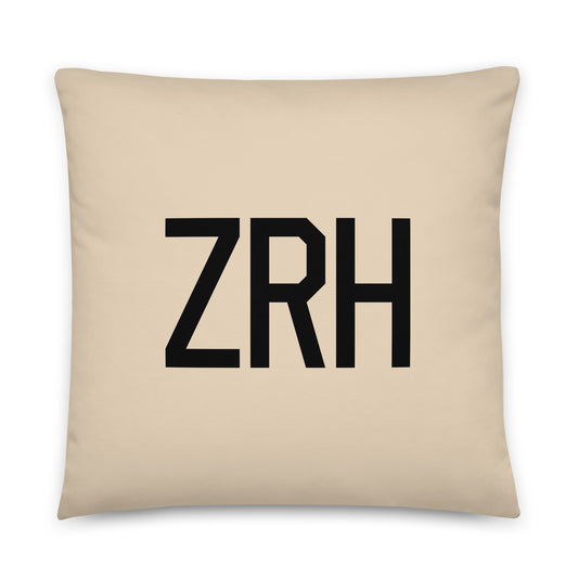 ZRH Zurich Throw Pillow • Air Force Lettering & Red Buffalo Plaid • YHM Designs - Image 01