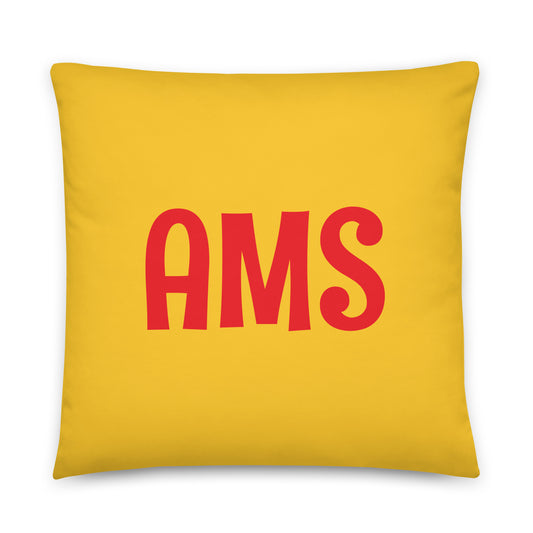 AMS Amsterdam Throw Pillow • Cheerful Rainbow Colours • YHM Designs - Image 01