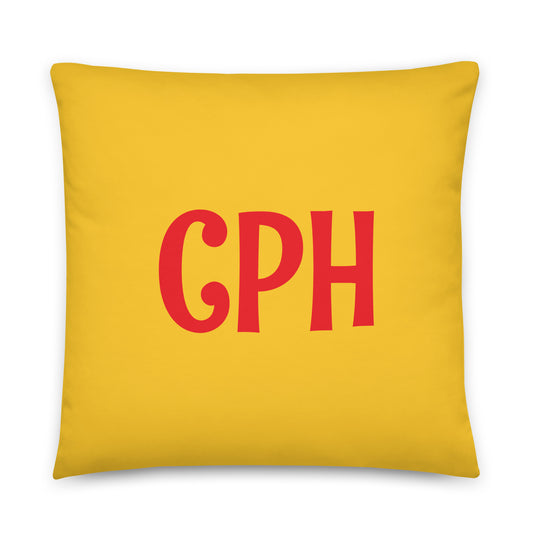 CPH Copenhagen Throw Pillow • Cheerful Rainbow Colours • YHM Designs - Image 01