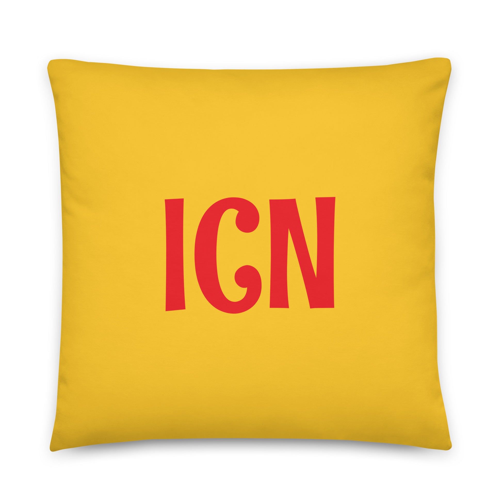 ICN Seoul Throw Pillow • Cheerful Rainbow Colours • YHM Designs - Image 01