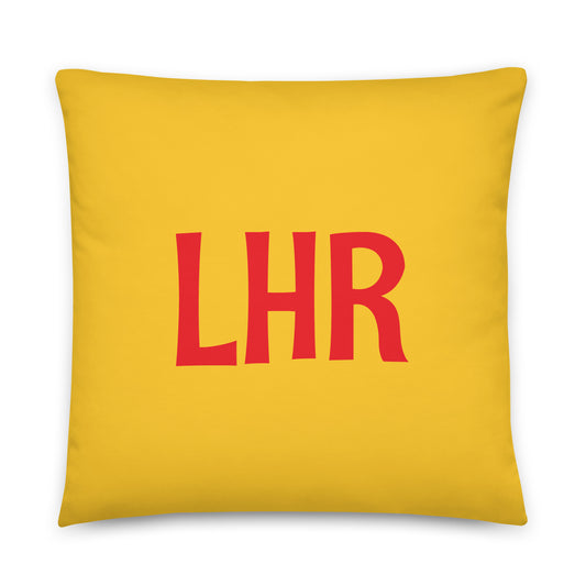 LHR London Throw Pillow • Cheerful Rainbow Colours • YHM Designs - Image 01