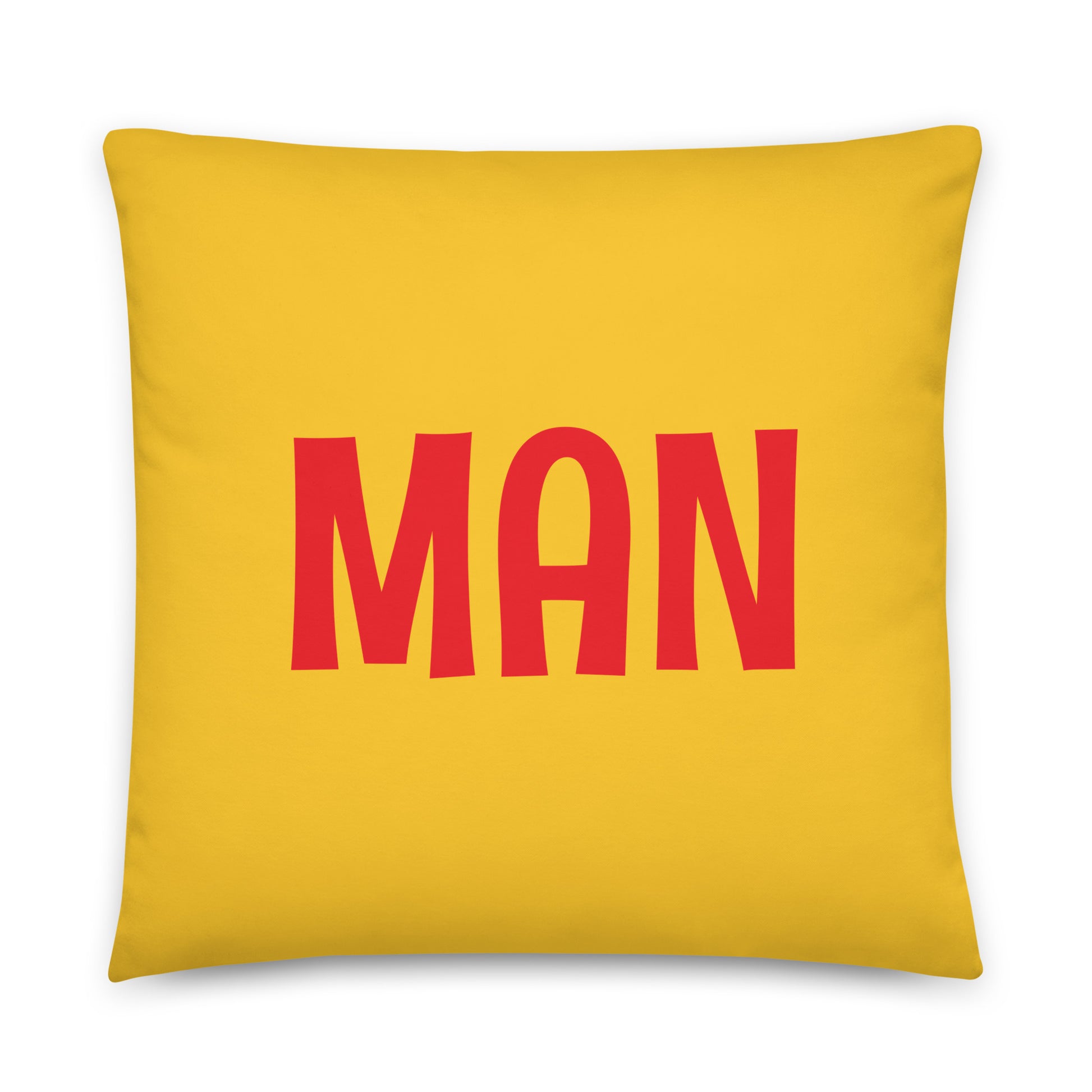 MAN Manchester Throw Pillow • Cheerful Rainbow Colours • YHM Designs - Image 01
