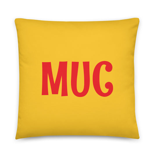 MUC Munich Throw Pillow • Cheerful Rainbow Colours • YHM Designs - Image 01