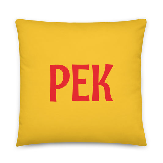 PEK Beijing Throw Pillow • Cheerful Rainbow Colours • YHM Designs - Image 01
