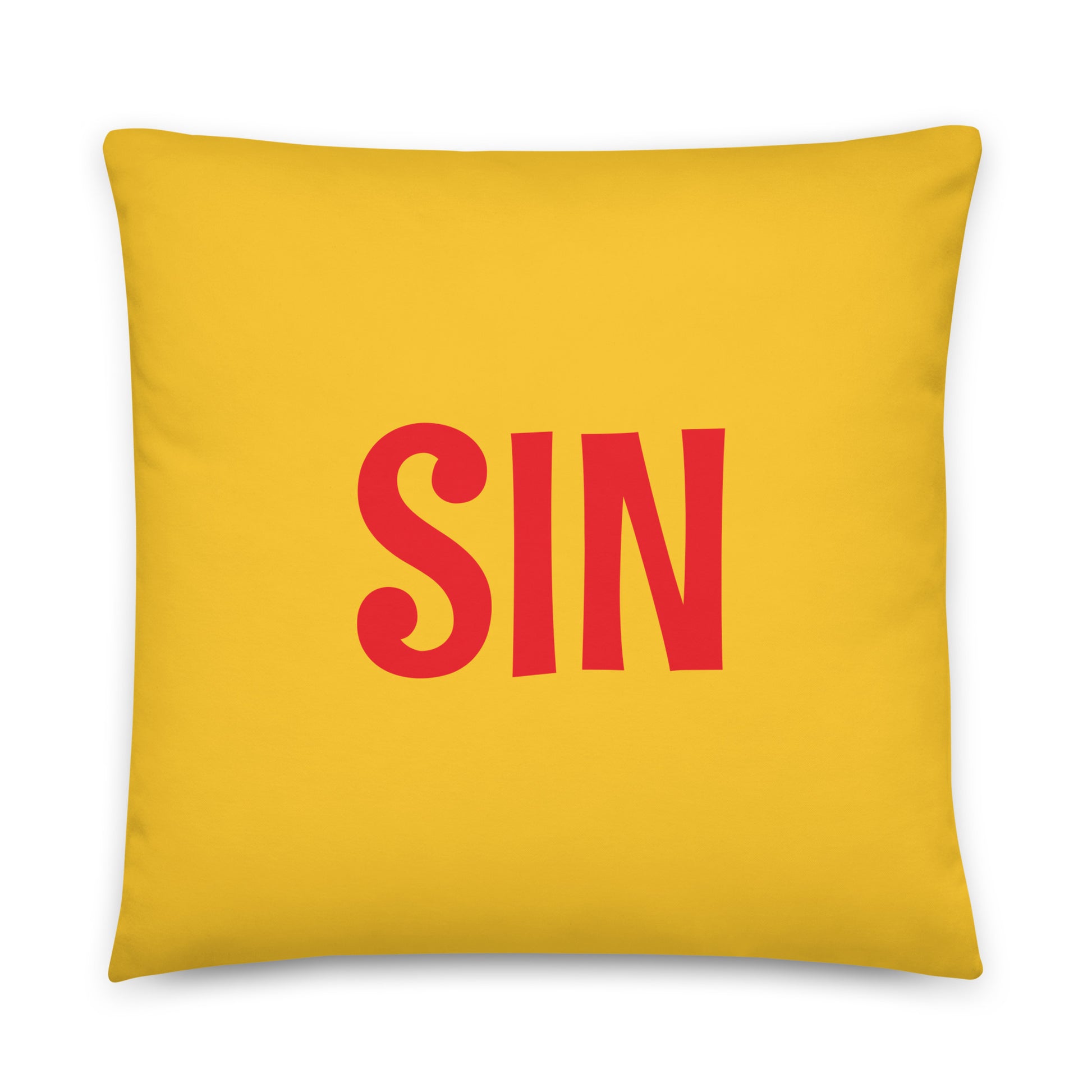 SIN Singapore Throw Pillow • Cheerful Rainbow Colours • YHM Designs - Image 01