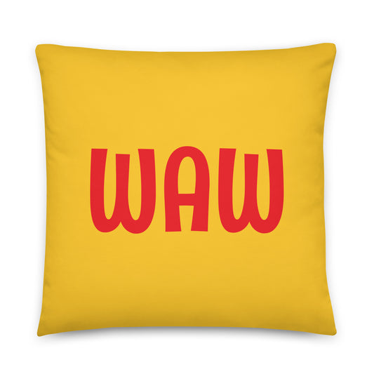 WAW Warsaw Throw Pillow • Cheerful Rainbow Colours • YHM Designs - Image 01