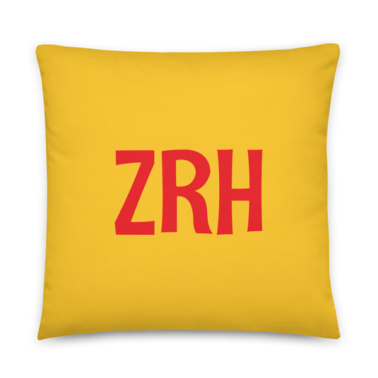 ZRH Zurich Throw Pillow • Cheerful Rainbow Colours • YHM Designs - Image 01