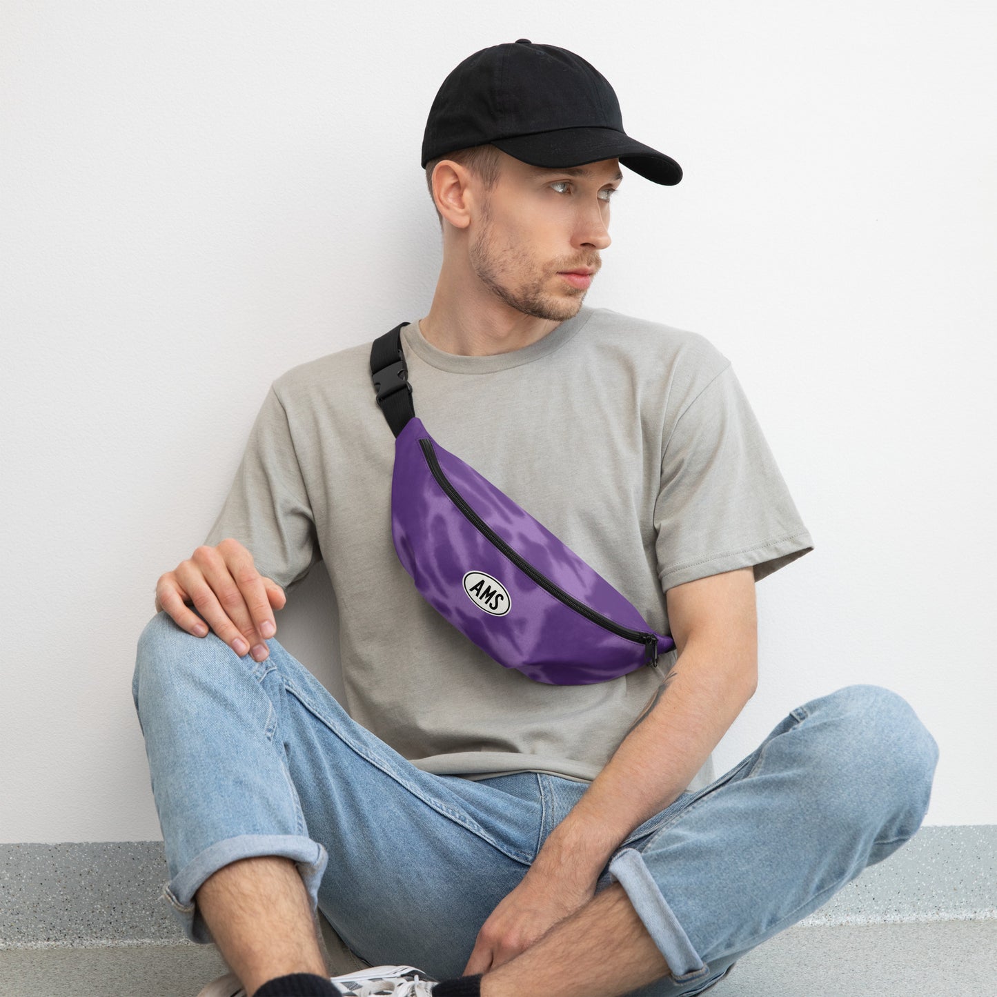 Travel Gift Fanny Pack - Purple Tie-Dye • AMS Amsterdam • YHM Designs - Image 04