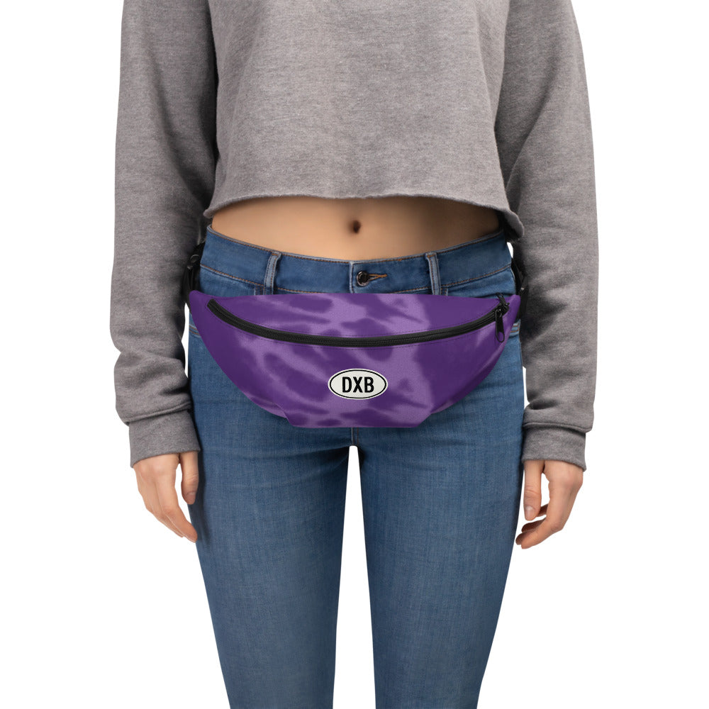 Travel Gift Fanny Pack - Purple Tie-Dye • DXB Dubai • YHM Designs - Image 06