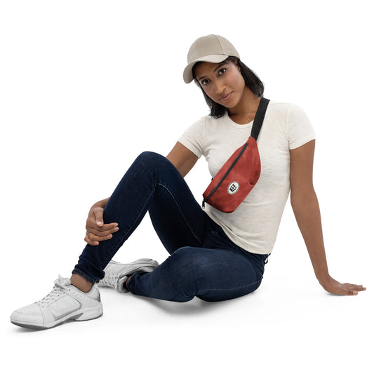 KEF Reykjavik Fanny Pack • Oval Car Sticker Design - Red Tie-Dye • YHM Designs - Image 02