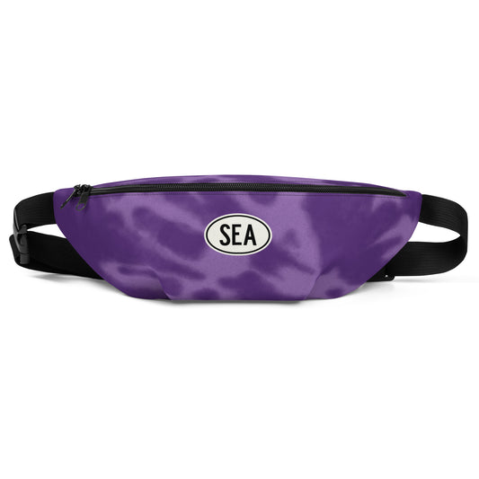 Travel Gift Fanny Pack - Purple Tie-Dye • SEA Seattle • YHM Designs - Image 01