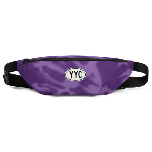 YYC Calgary Fanny Pack • Oval Car Sticker Design - Purple Tie-Dye • YHM Designs - Image 01