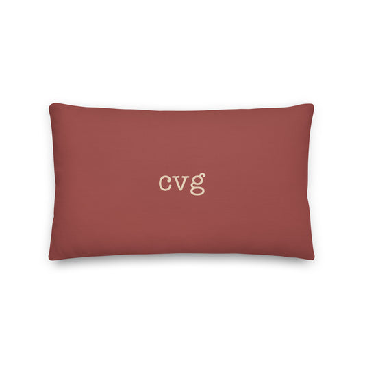 CVG Cincinnati Throw Pillow • Typewriter Lettering in Terracotta Red • YHM Designs - Image 02