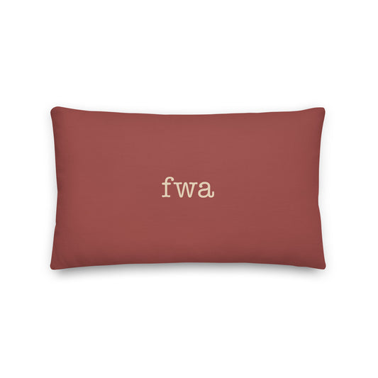 FWA Fort Wayne Throw Pillow • Typewriter Lettering in Terracotta Red • YHM Designs - Image 02