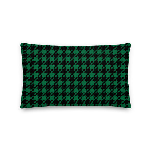 SJU San Juan Throw Pillow • Typewriter Lettering & Green Buffalo Plaid • YHM Designs - Image 02
