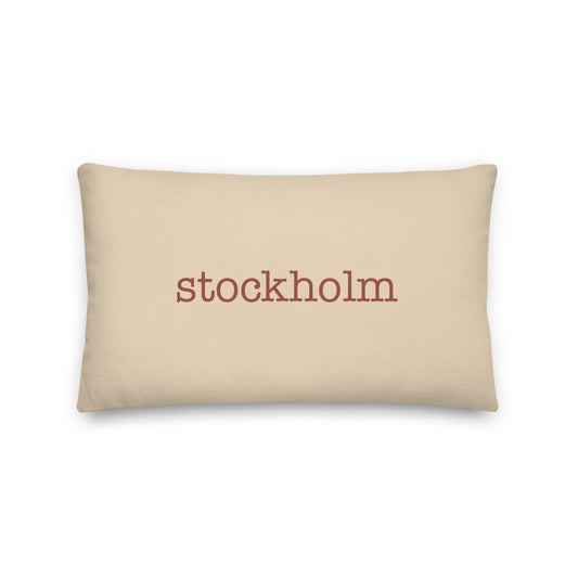 ARN Stockholm Throw Pillow • Typewriter Lettering in Terracotta Red • YHM Designs - Image 01
