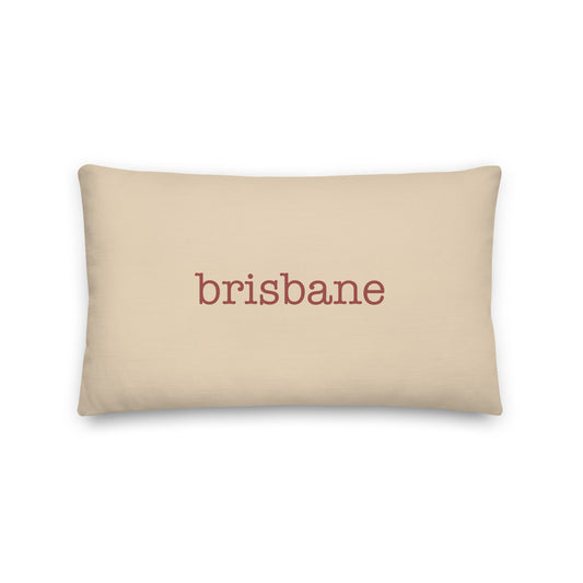 BNE Brisbane Throw Pillow • Typewriter Lettering in Terracotta Red • YHM Designs - Image 01