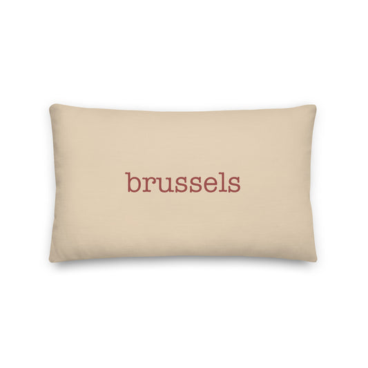 BRU Brussels Throw Pillow • Typewriter Lettering in Terracotta Red • YHM Designs - Image 01