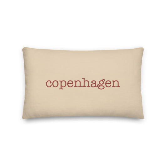 CPH Copenhagen Throw Pillow • Typewriter Lettering in Terracotta Red • YHM Designs - Image 01