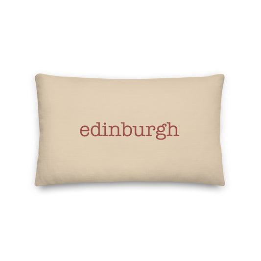 EDI Edinburgh Throw Pillow • Typewriter Lettering in Terracotta Red • YHM Designs - Image 01