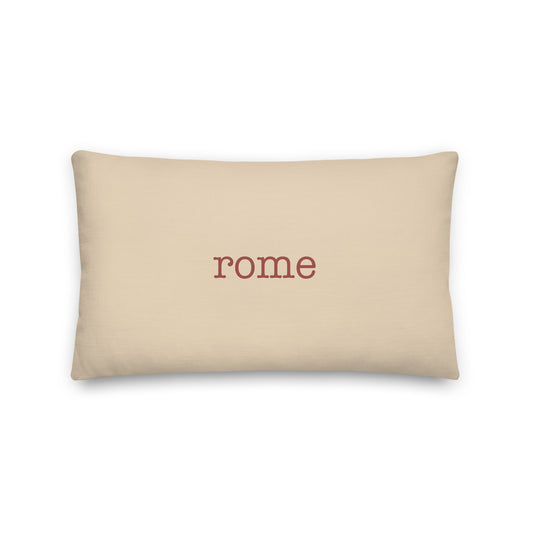 FCO Rome Throw Pillow • Typewriter Lettering in Terracotta Red • YHM Designs - Image 01