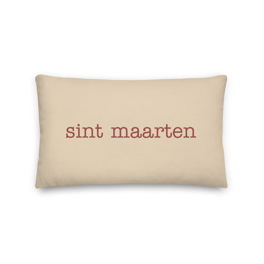 SXM Sint Maarten Throw Pillow • Typewriter Lettering in Terracotta Red • YHM Designs - Image 01
