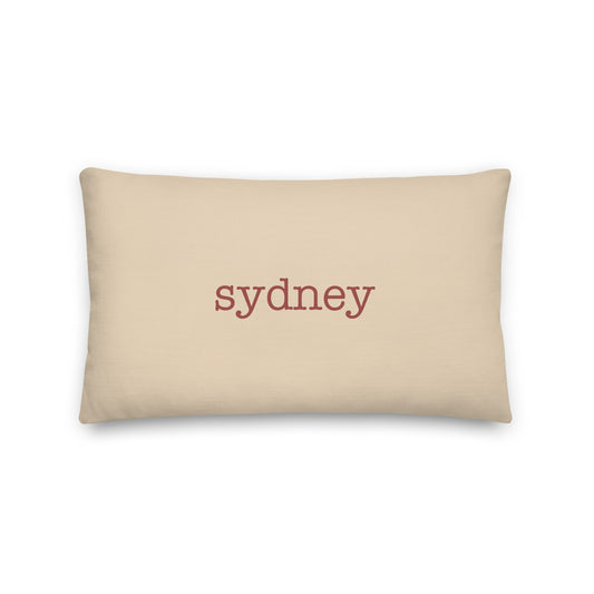 SYD Sydney Throw Pillow • Typewriter Lettering in Terracotta Red • YHM Designs - Image 01