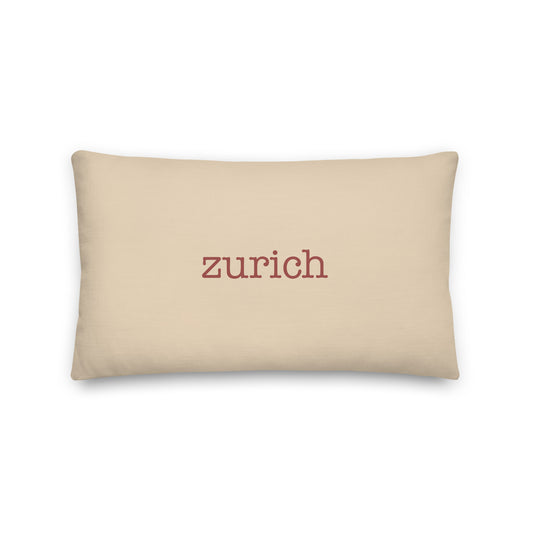 ZRH Zurich Throw Pillow • Typewriter Lettering in Terracotta Red • YHM Designs - Image 01