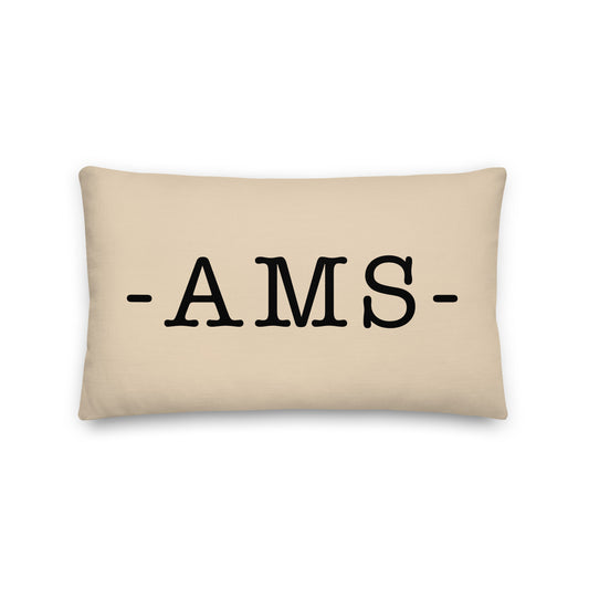 AMS Amsterdam Throw Pillow • Typewriter Lettering & Green Buffalo Plaid • YHM Designs - Image 01