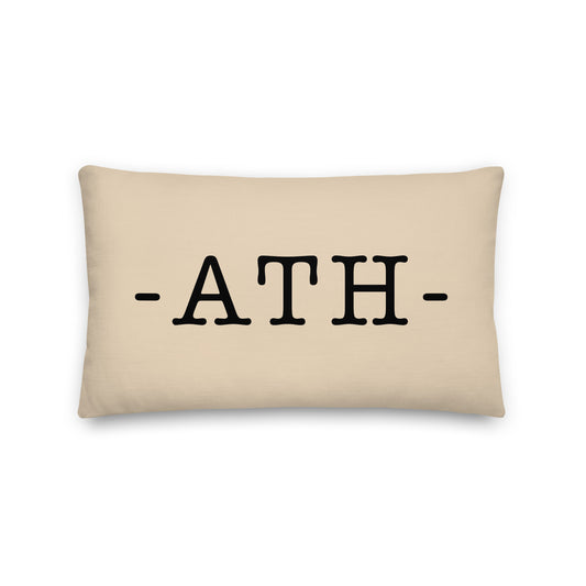 ATH Athens Throw Pillow • Typewriter Lettering & Green Buffalo Plaid • YHM Designs - Image 01