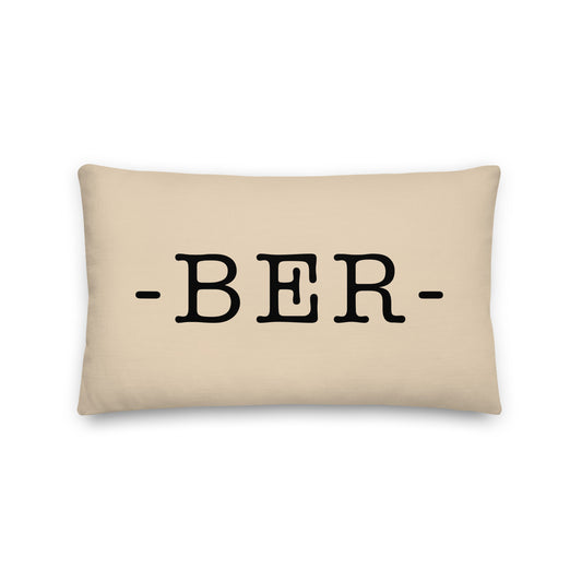 BER Berlin Throw Pillow • Typewriter Lettering & Green Buffalo Plaid • YHM Designs - Image 01