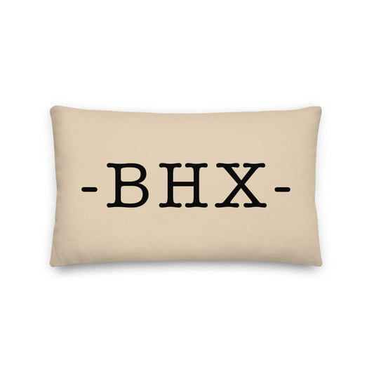 BHX Birmingham Throw Pillow • Typewriter Lettering & Green Buffalo Plaid • YHM Designs - Image 01