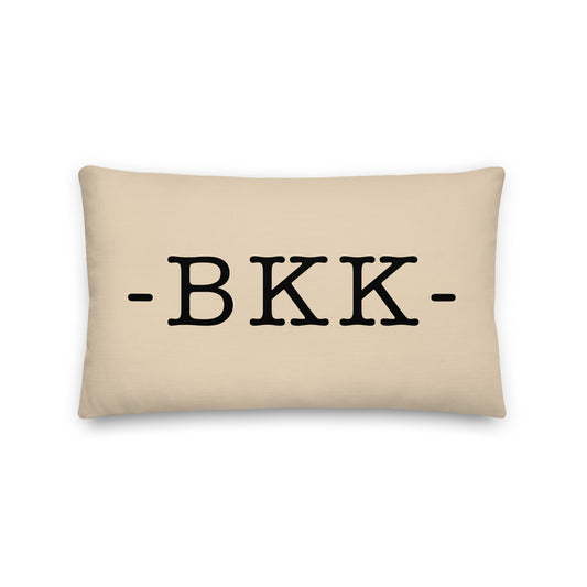 BKK Bangkok Throw Pillow • Typewriter Lettering & Green Buffalo Plaid • YHM Designs - Image 01