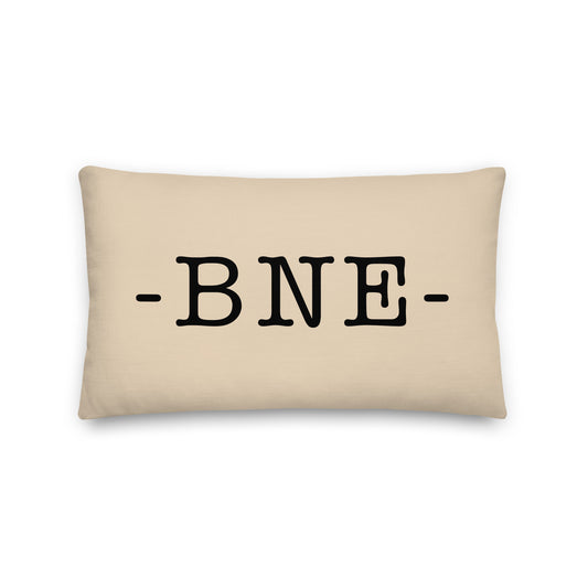 BNE Brisbane Throw Pillow • Typewriter Lettering & Green Buffalo Plaid • YHM Designs - Image 01
