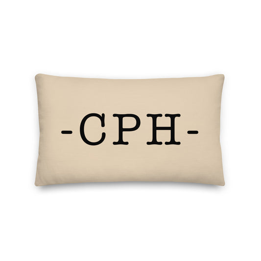 CPH Copenhagen Throw Pillow • Typewriter Lettering & Green Buffalo Plaid • YHM Designs - Image 01